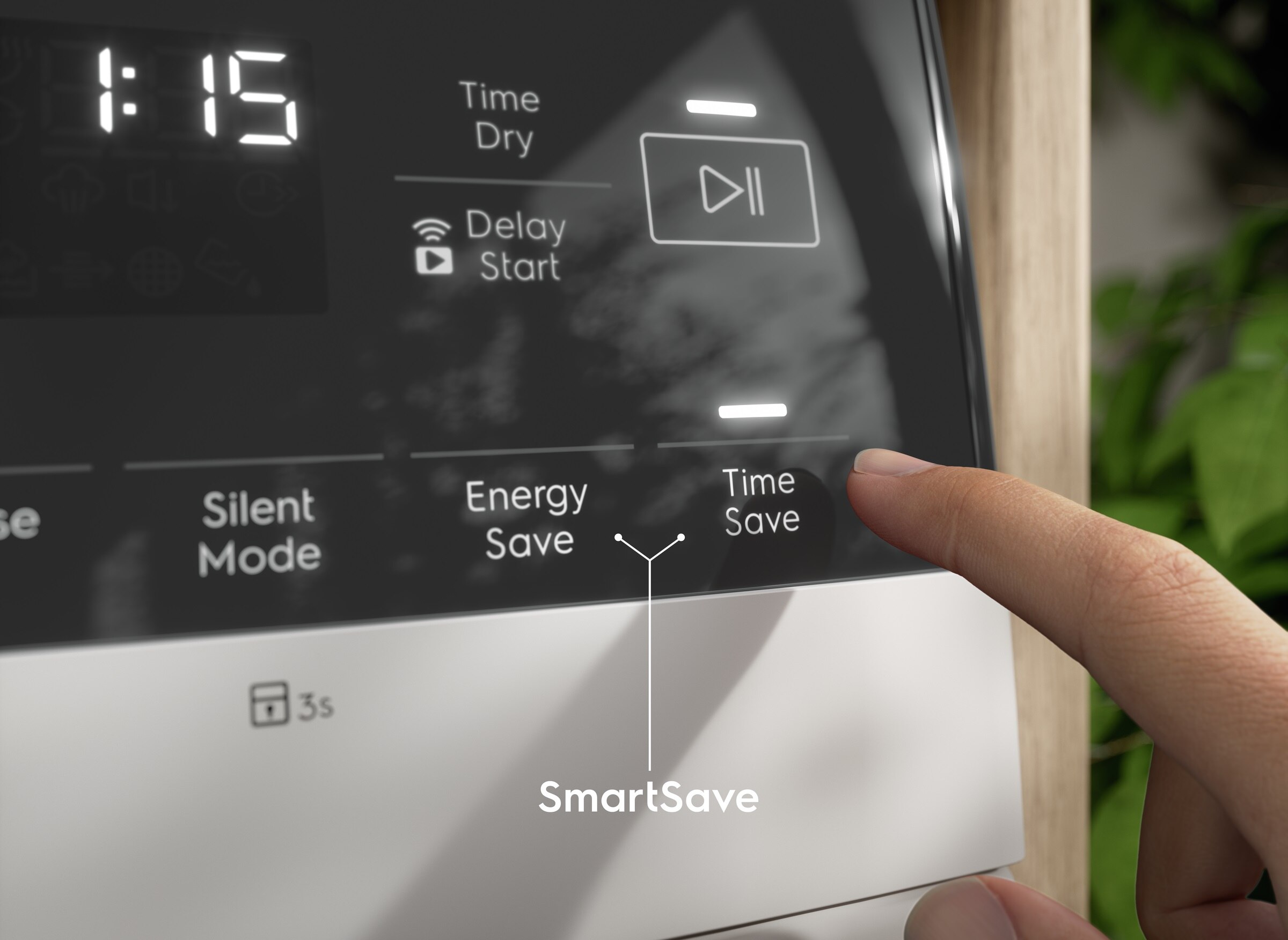 Bảng điều khiển máy sấy Electrolux chế độ SmartSave