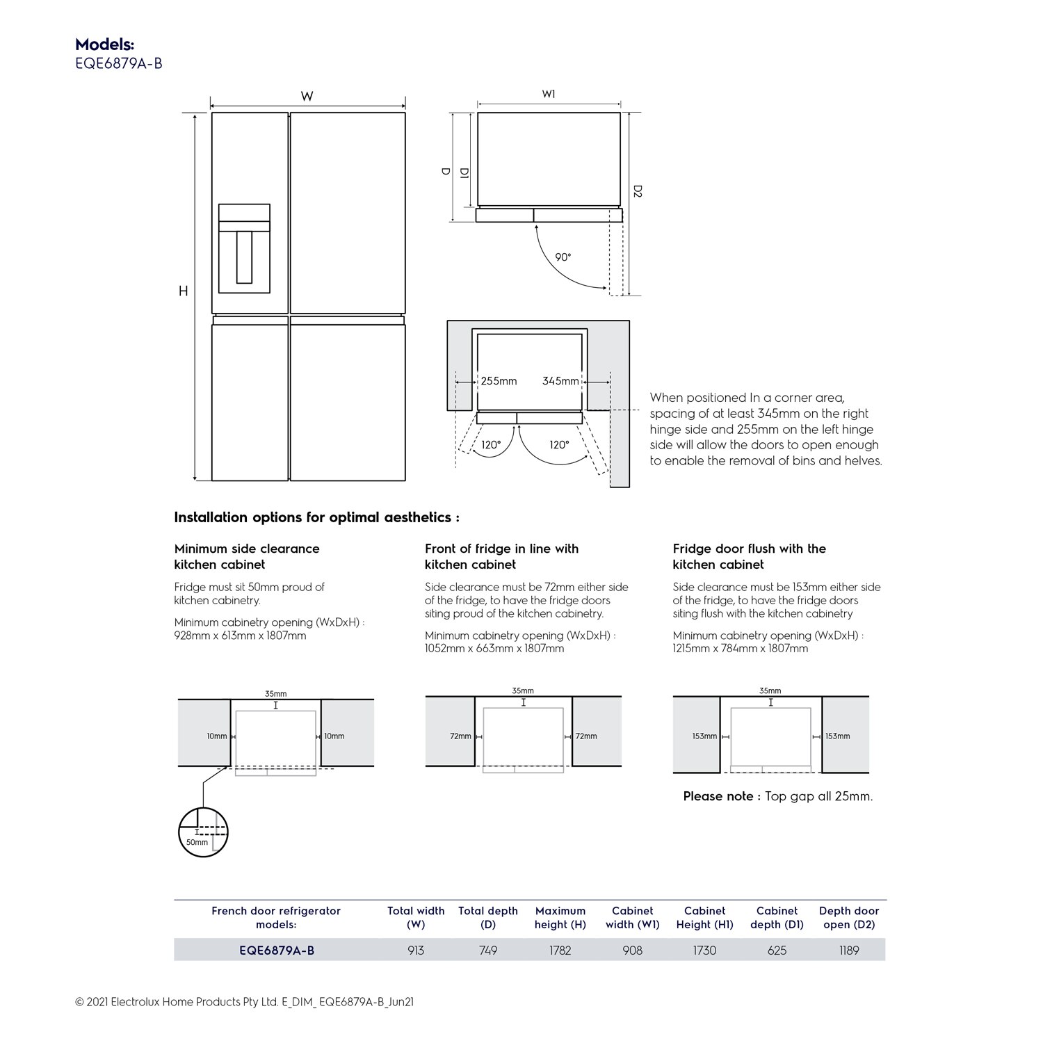 609L UltimateTaste 900 french door refrigerator - EQE6879A-B ...