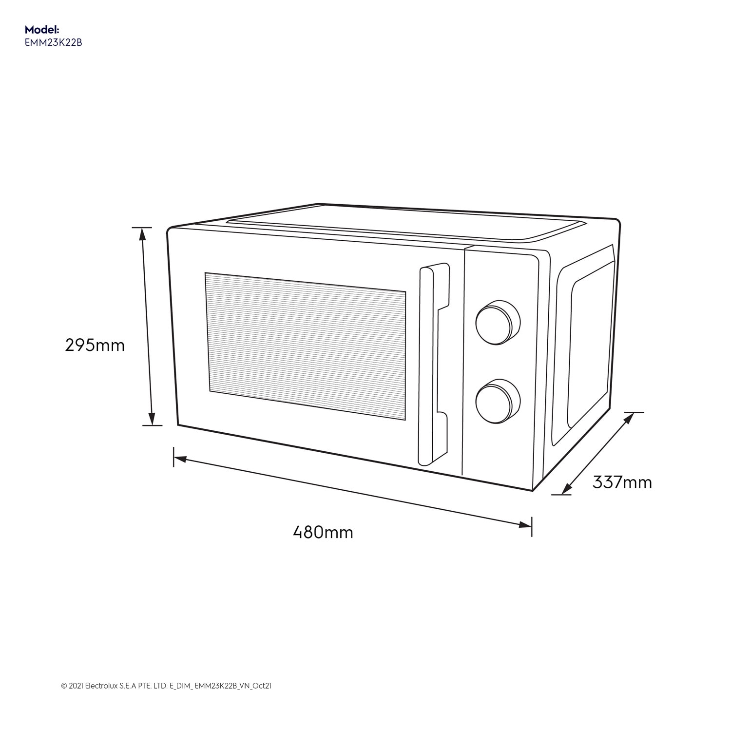23l 23L UltimateTaste 300 freestanding microwave oven - EMM23K22B ...