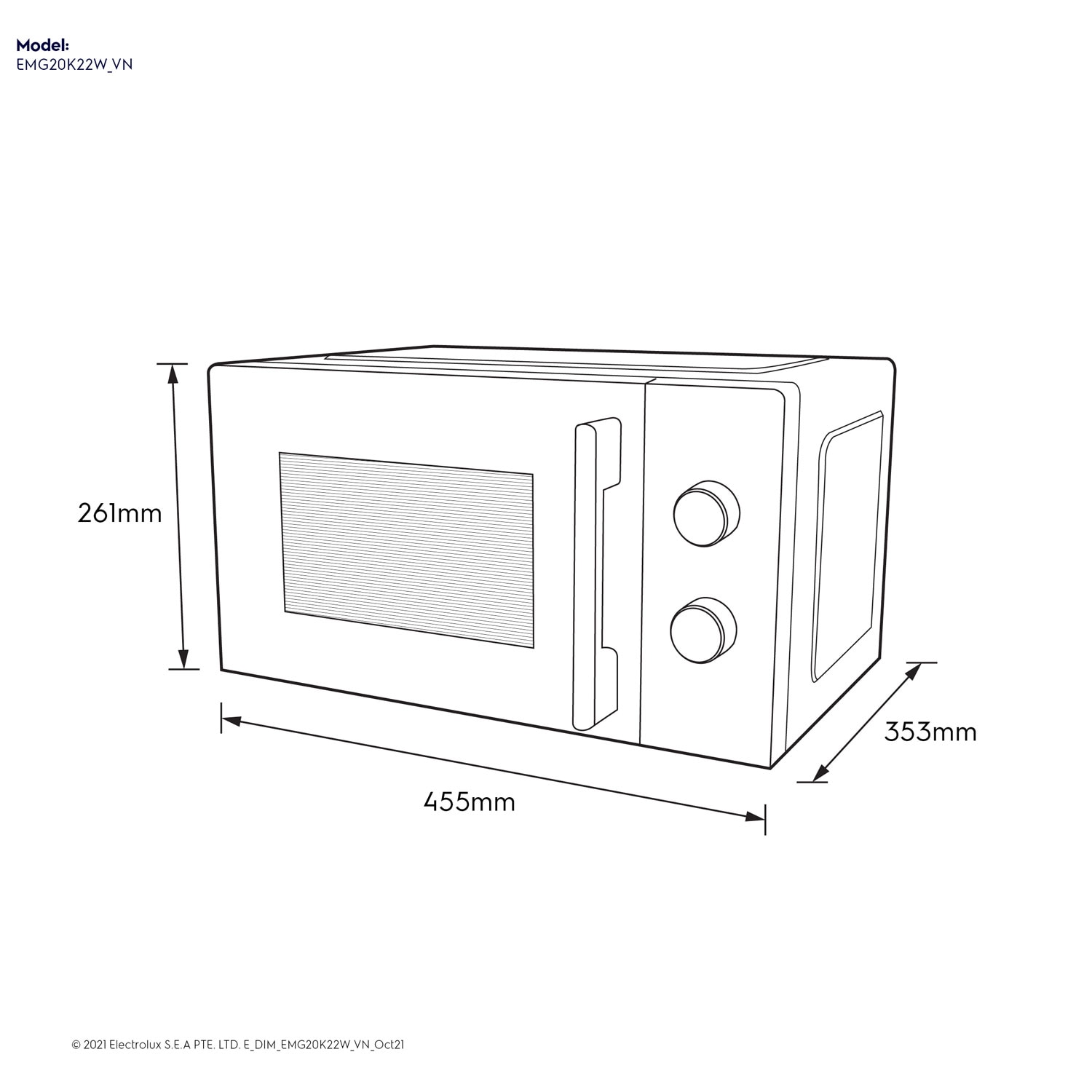 20L UltimateTaste 300 freestanding combination microwave oven EMG20K22W