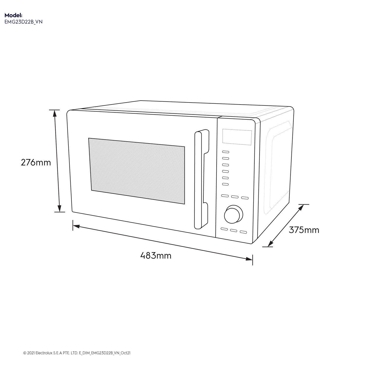 23L UltimateTaste 500 freestanding combination microwave oven EMG23D22B