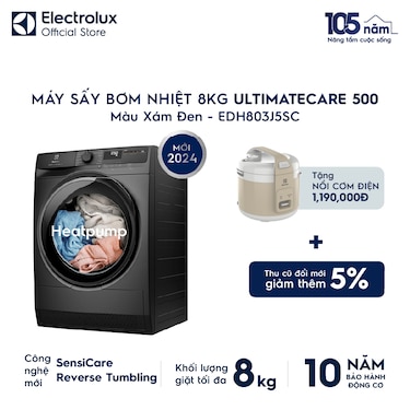 M&#225;y sấy Bơm nhiệt 8kg UltimateCare 500 - X&#225;m đen Onyx