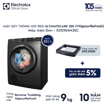 M&#225;y sấy Th&#244;ng hơi 9kg UltimateCare 300 -&#160; X&#225;m đen Onyx