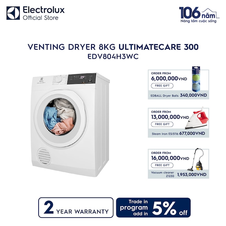 8kg UltimateCare 300 venting dryer