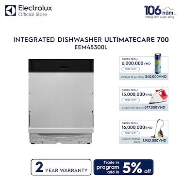 60cm UltimateCare 700 fully-integrated dishwasher with 14 place settings