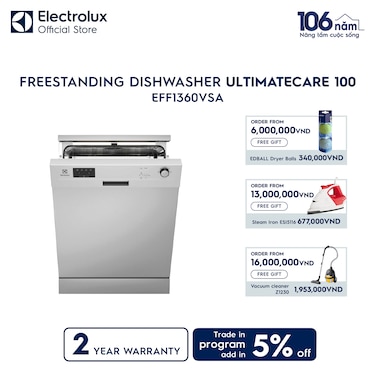 60 cm UltimateCare 100 freestanding dishwasher with 13 place settings