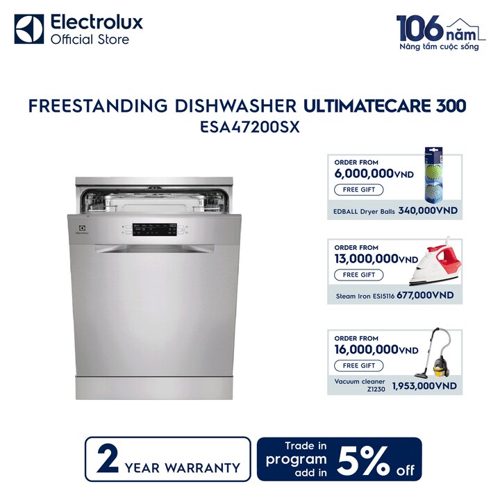 60 cm UltimateCare 300 freestanding dishwasher with 13 of place settings