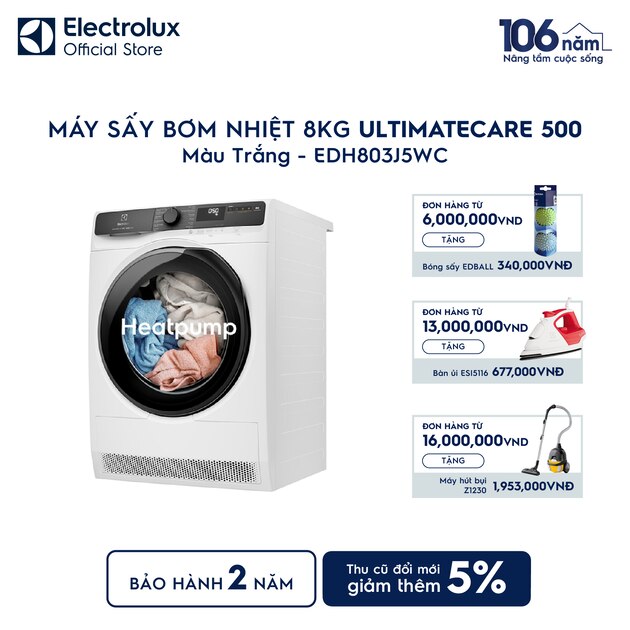 Máy sấy quần áo Electrolux bơm nhiệt 8kg UltimateCare 500