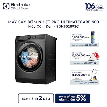 M&#225;y sấy Bơm nhiệt 9kg UltimateCare 900 - X&#225;m đen Onyx