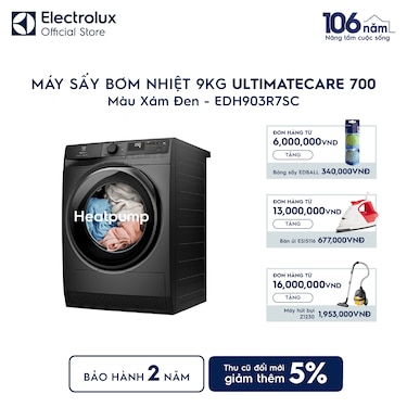 M&#225;y sấy quần &#225;o Electrolux bơm nhiệt 9kg UltimateCare 700 x&#225;m