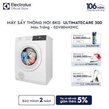 M&#225;y sấy Th&#244;ng hơi 8kg UltimateCare 300 - Trắng