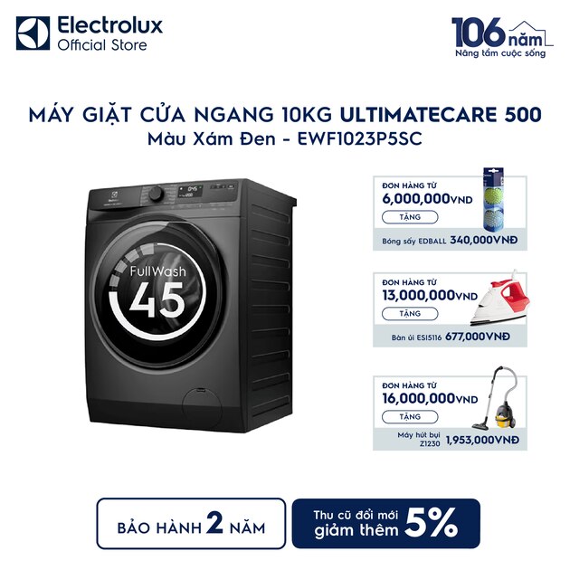 Máy giặt cửa ngang Electrolux 10kg UltimateCare 500 xám đen