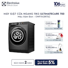Máy giặt cửa ngang Electrolux 11kg UltimateCare 700 xám đen