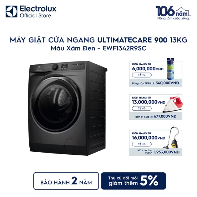 Máy giặt cửa ngang Electrolux 13kg UltimateCare 900 xám đen