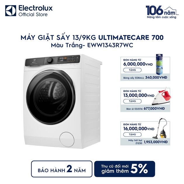 Máy giặt sấy Electrolux giặt 13kg + sấy 9kg UltimateCare 700