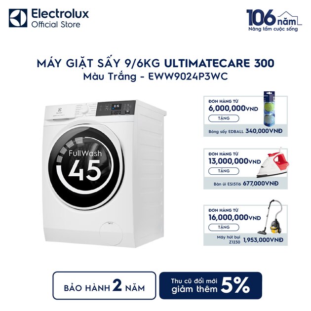Máy giặt sấy Electrolux giặt 9kg + sấy 6kg UltimateCare 300