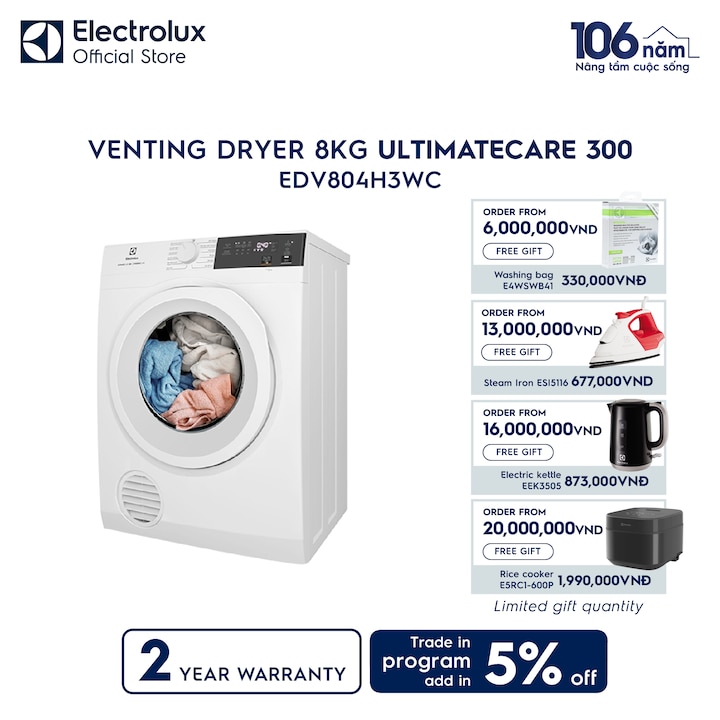 8kg UltimateCare 300 venting dryer