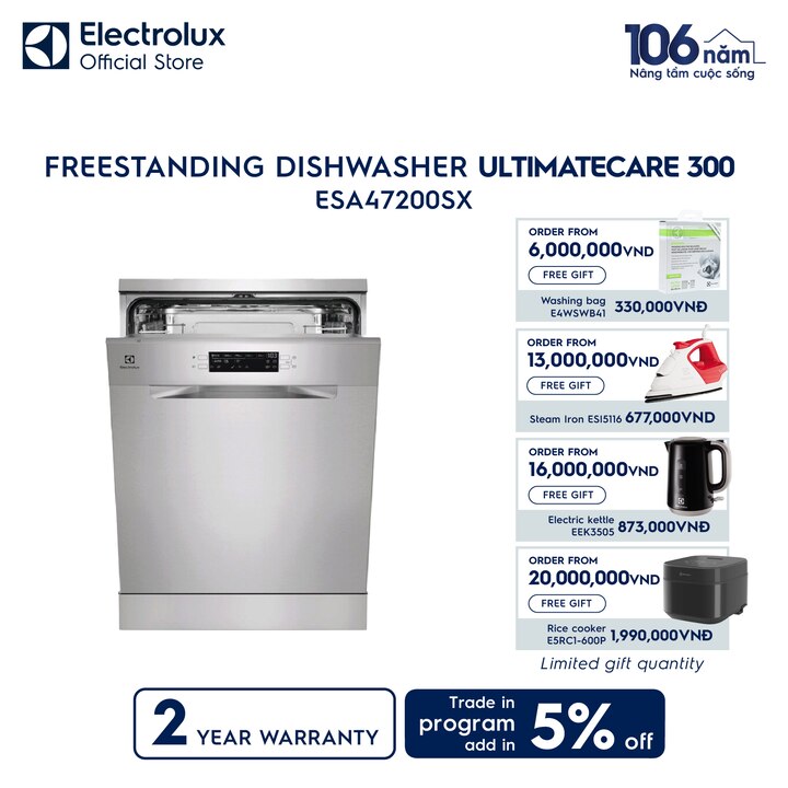 60 cm UltimateCare 300 freestanding dishwasher with 13 of place settings
