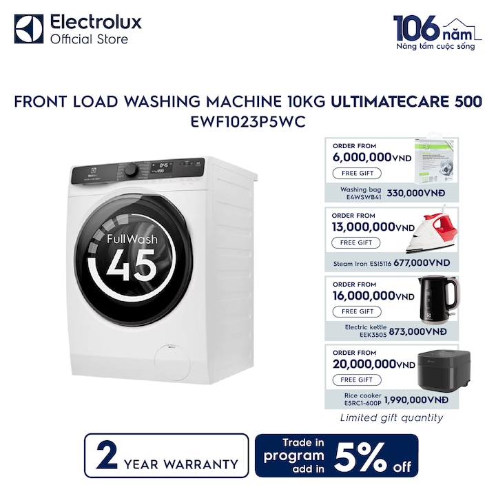 10kg UltimateCare 500 front load washing machine