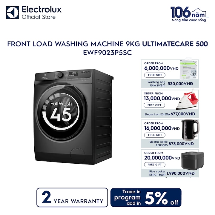 9kg UltimateCare 500 front load washing machine