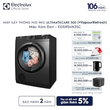 Máy sấy quần áo Electrolux thông hơi 9kg VapourRefresh xám