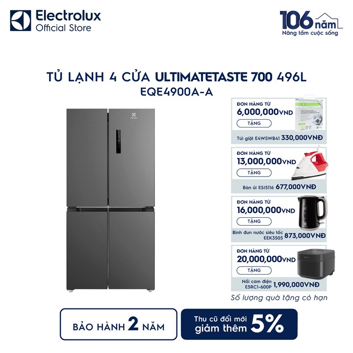Tủ lạnh Electrolux 4 c&aacute;nh 496L UltimateTaste 700 X&aacute;m Arctic