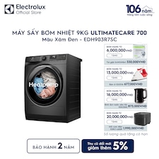 Máy sấy quần áo Electrolux bơm nhiệt 9kg UltimateCare 700 xám