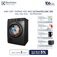 Máy sấy quần áo Electrolux thông hơi 9kg UltimateCare 300 xám