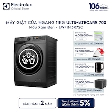 Máy giặt cửa ngang Electrolux 11kg UltimateCare 700 xám đen