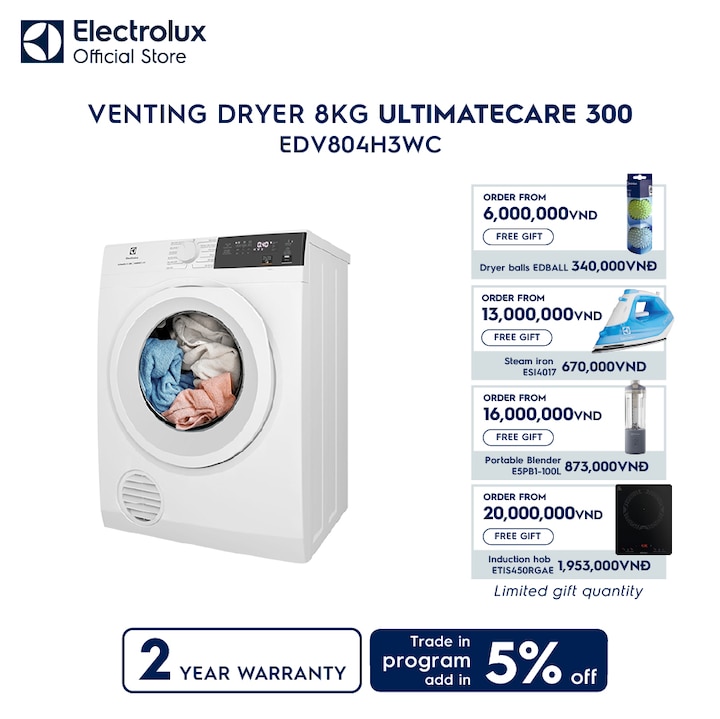 8kg UltimateCare 300 venting dryer