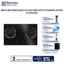 80cm 600 Series built-in gas hob with 2 cooking zones