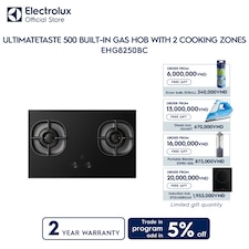 80cm UltimateTaste 500 built-in gas hob with 2 cooking zones
