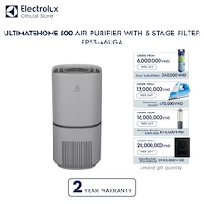UltimateHome 500 air purifier with 5 stage filter for 52m² room coverage