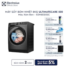Máy sấy quần áo Electrolux bơm nhiệt 8kg UltimateCare 500 xám