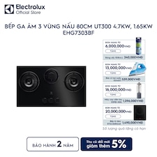 Bếp ga âm Electrolux 3 vùng nấu 80cm UT300 4.7kW, 1.65kW