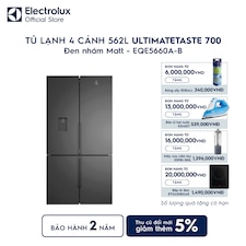 Tủ lạnh Electrolux 4 cánh 562L UltimateTaste 700 Đen nhám