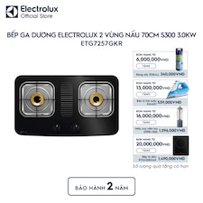 Bếp ga dương Electrolux 2 vùng nấu 70cm S300 3.0kW