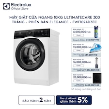 Máy giặt cửa ngang Electrolux 10kg UltimateCare 300 trắng - Phiên bản Elegance