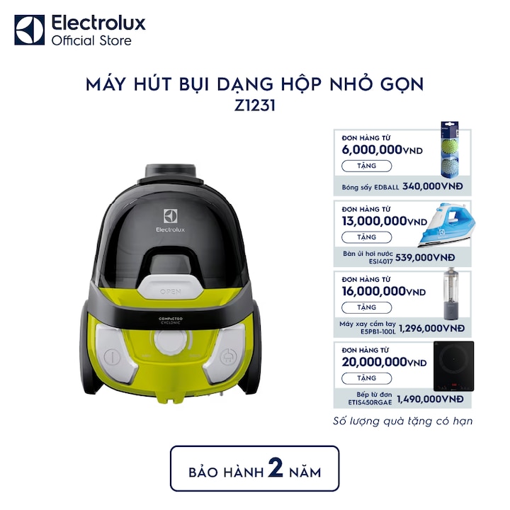 M&aacute;y h&uacute;t bụi dạng hộp kh&ocirc;ng t&uacute;i nhỏ gọn 1600W - V&agrave;ng