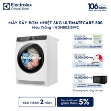Máy sấy quần áo Electrolux bơm nhiệt 8kg UltimateCare 500