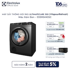 Máy sấy quần áo Electrolux thông hơi 9kg VapourRefresh xám