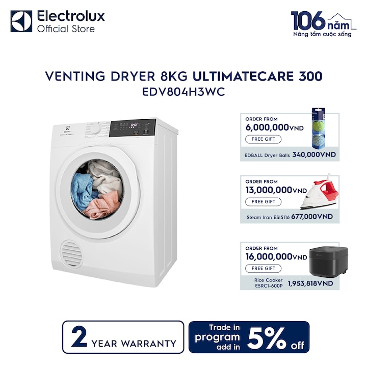 8kg UltimateCare 300 venting dryer