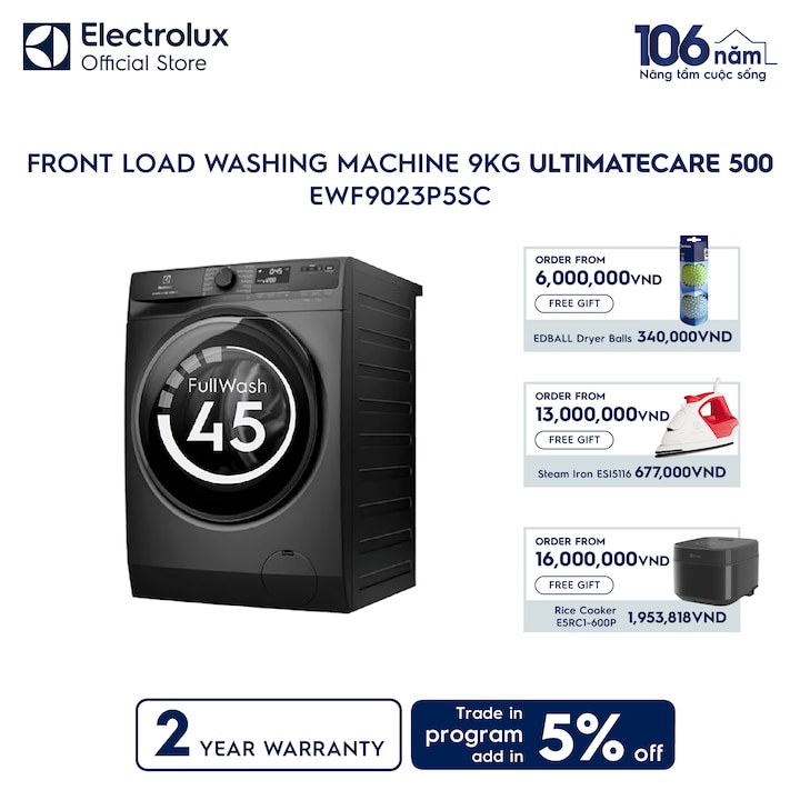 9kg UltimateCare 500 front load washing machine