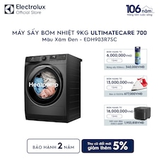 Máy sấy quần áo Electrolux bơm nhiệt 9kg UltimateCare 700 xám
