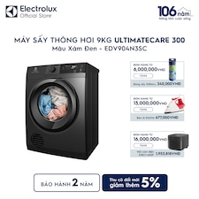 Máy sấy quần áo Electrolux thông hơi 9kg UltimateCare 300 xám