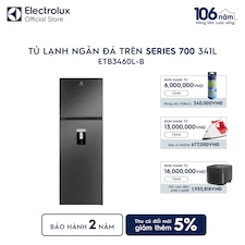 Tủ lạnh Electrolux ngăn đá trên 341L làm đá tự động Đen nhám