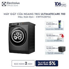 Máy giặt cửa ngang Electrolux 11kg UltimateCare 700 xám đen