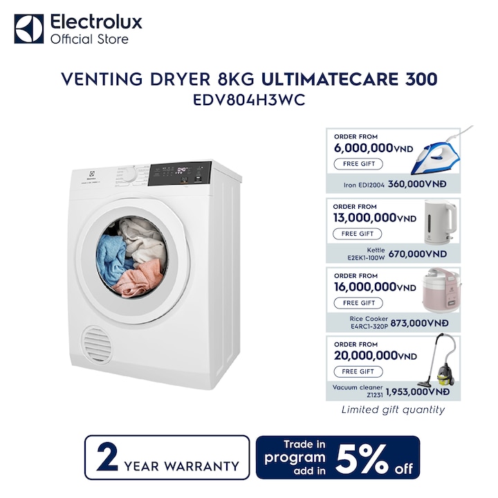 8kg UltimateCare 300 venting dryer