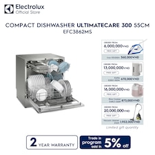 55cm UltimateCare 300 compact dishwasher with 8 place settings