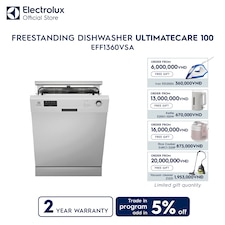 60 cm UltimateCare 100 freestanding dishwasher with 13 place settings